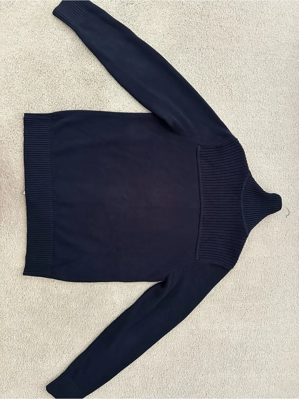 Banana Republic Navy Full-Zip Knit Shawl Collar Fall Sweater - Business Casual